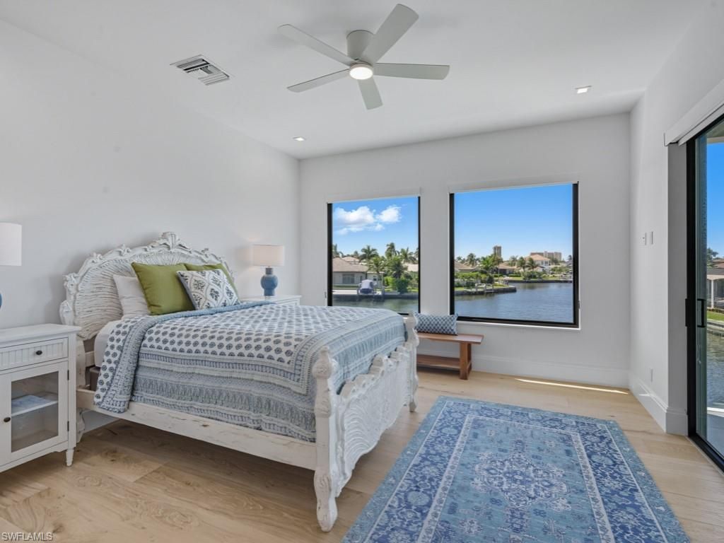 Bedroom, Interior, Recessed Lighting, Water, Wood Texture Flooring