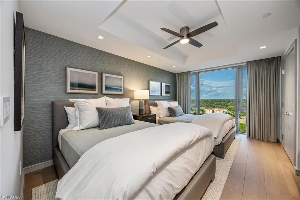 Bedroom, Interior, Recessed Lighting, Water, Wood Texture Flooring