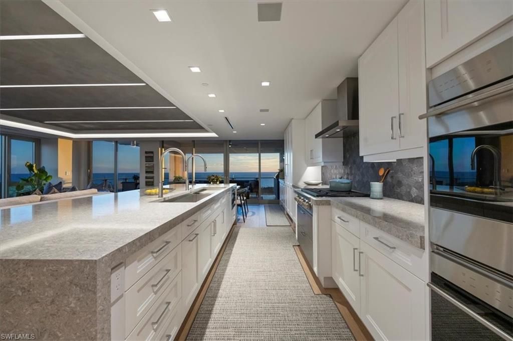 Interior, Kitchen, Recessed Lighting, Stainless Steel Appliances, Water