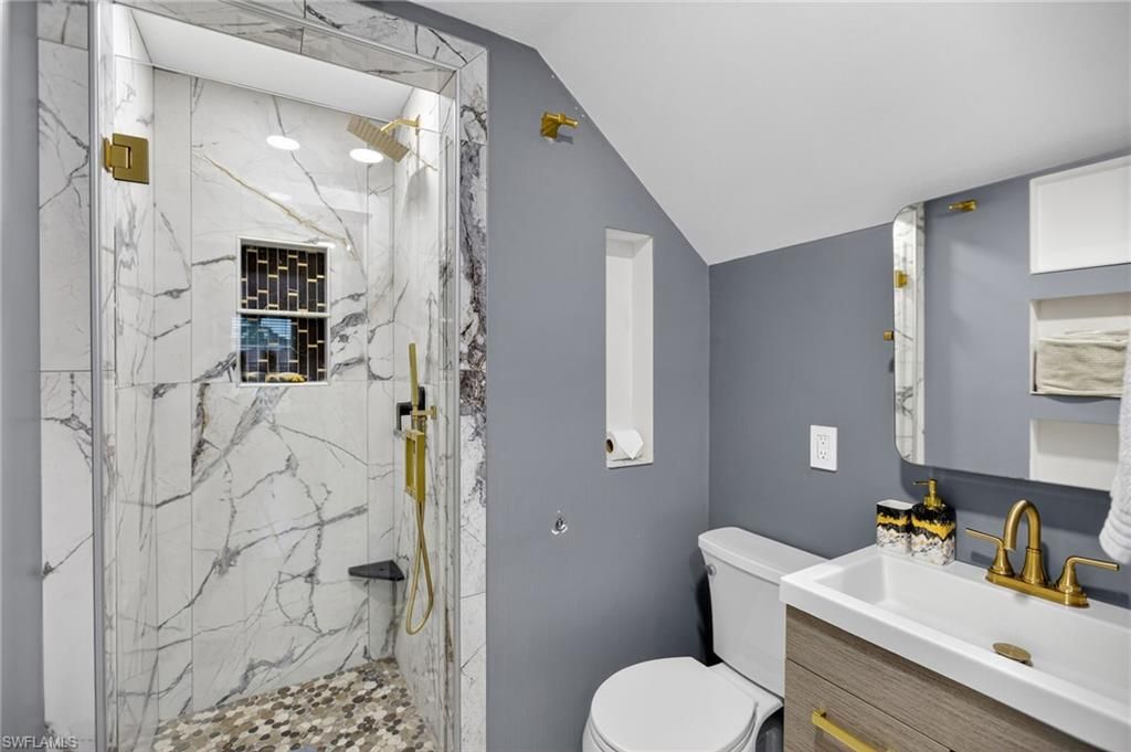 Bathroom, Glass Shower, Interior, Marble Walls