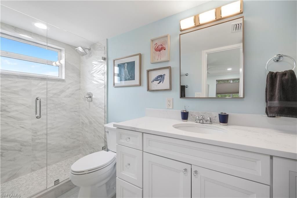 Bathroom, Glass Shower, Interior, Marble Walls, Recessed Lighting
