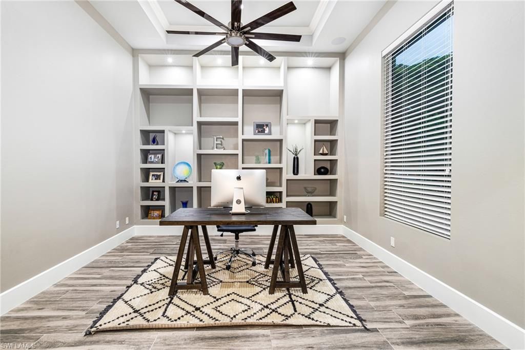 Home Office, Interior, Recessed Lighting, Wood Texture Flooring