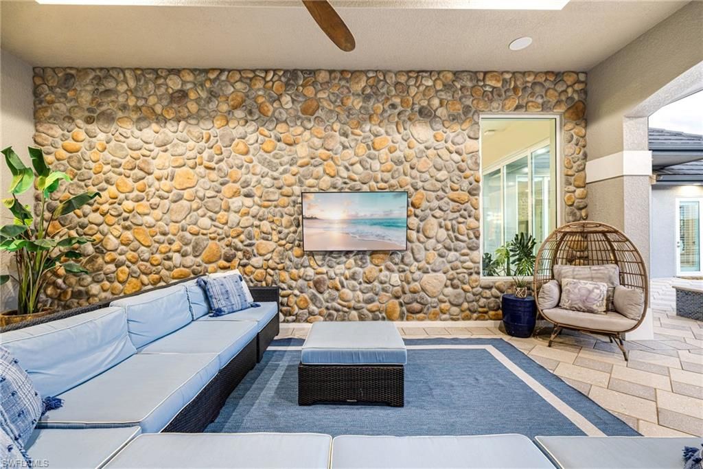 Interior, Living room, Stone Walls
