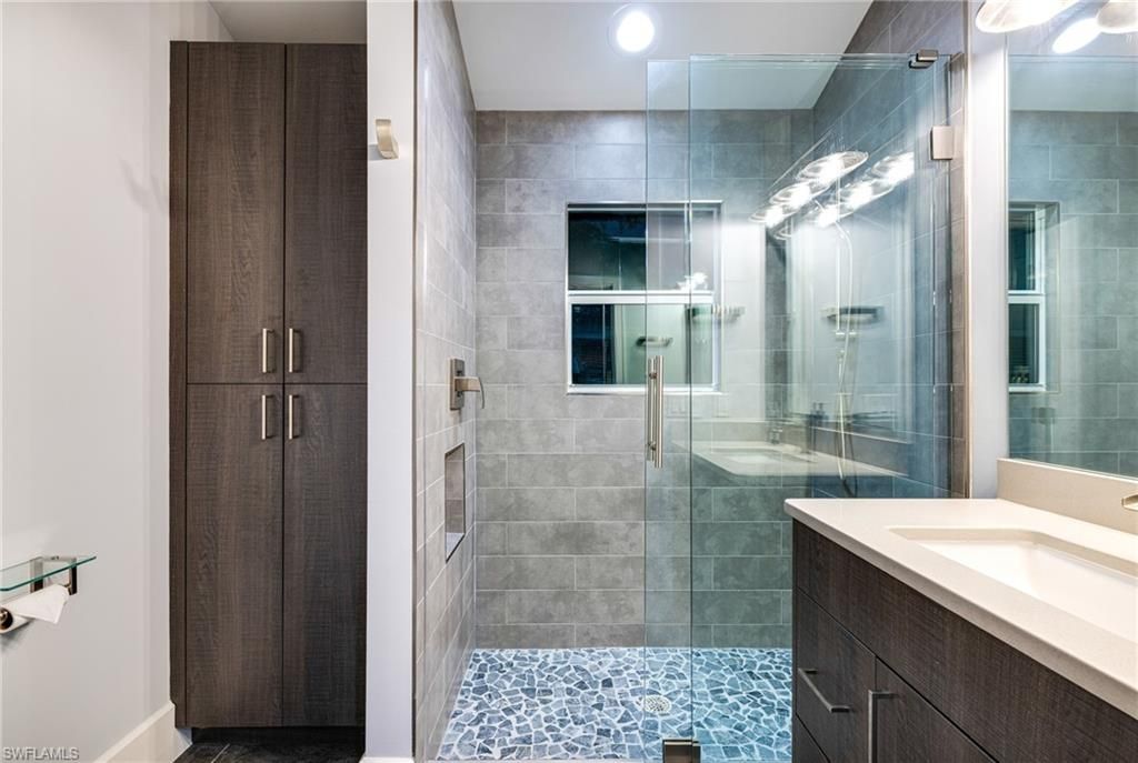 Bathroom, Glass Shower, Interior, Recessed Lighting