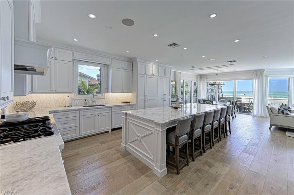 Interior, Kitchen, Pendant Lights, Recessed Lighting, Water, Wood Texture Flooring