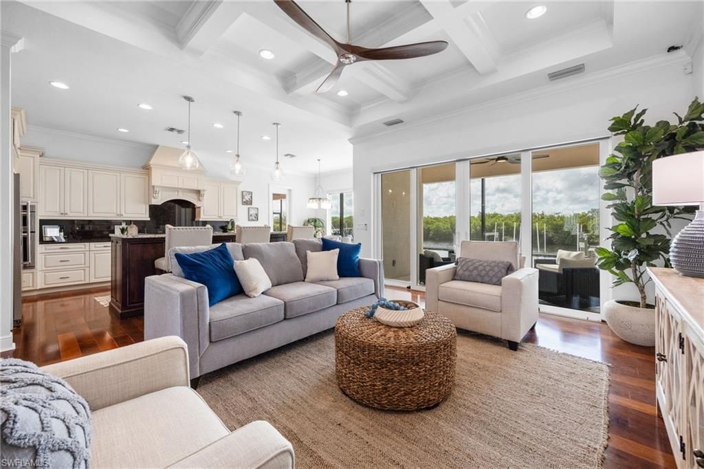 Interior, Kitchen, Living room, Pendant Lights, Recessed Lighting, Stainless Steel Appliances, Wood Texture Flooring