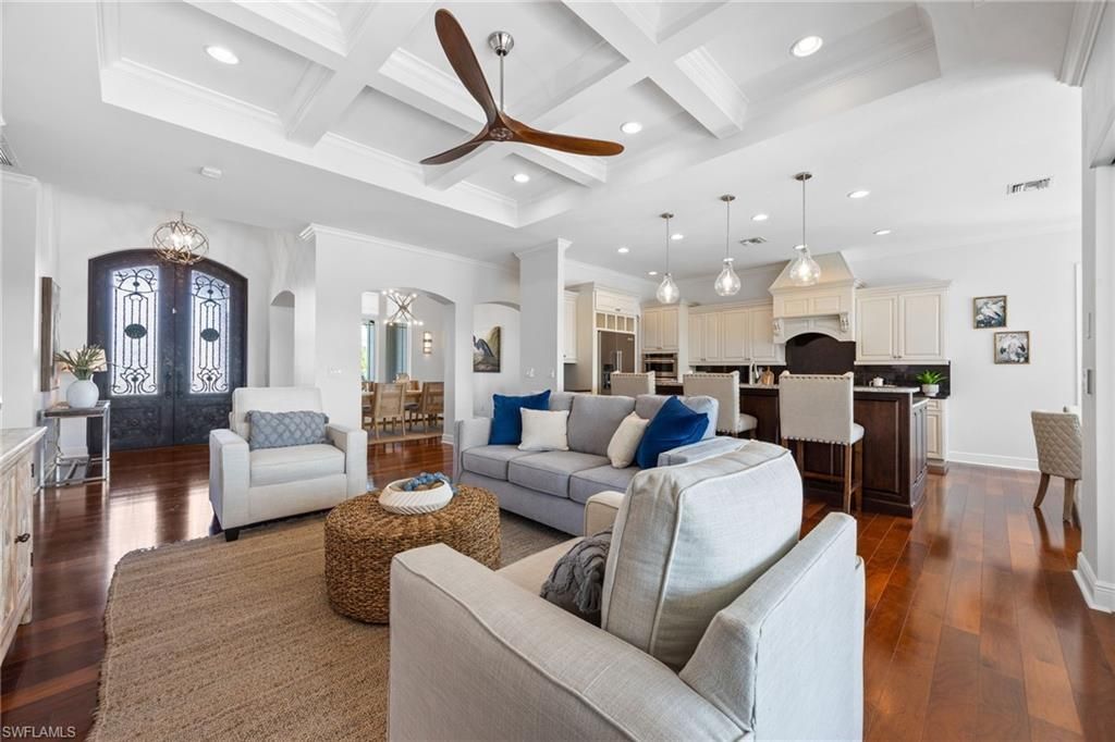 Interior, Kitchen, Living room, Pendant Lights, Recessed Lighting, Stainless Steel Appliances, Wood Texture Flooring