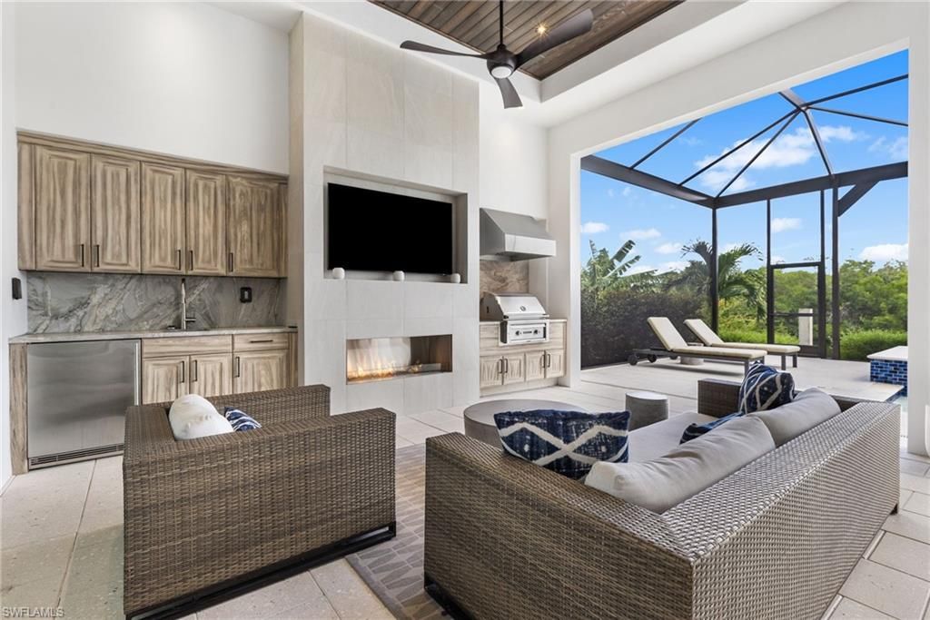 Fireplace, Glass Ceilings, Interior, Living room, Sun Room