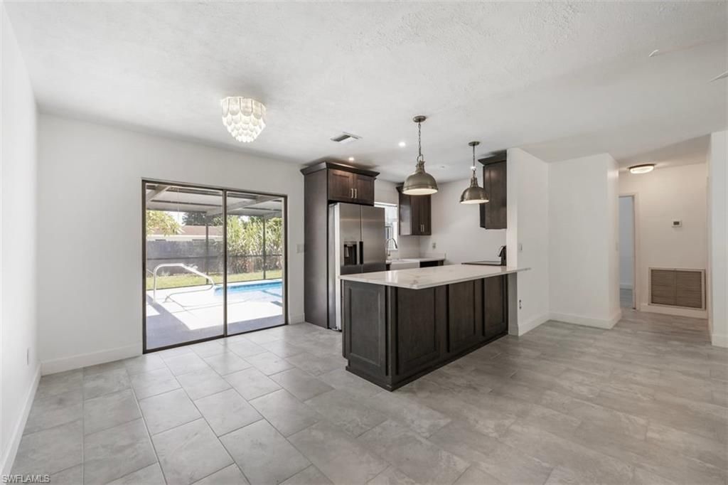 Chandelier, Interior, Kitchen, Pendant Lights, Recessed Lighting, Stainless Steel Appliances