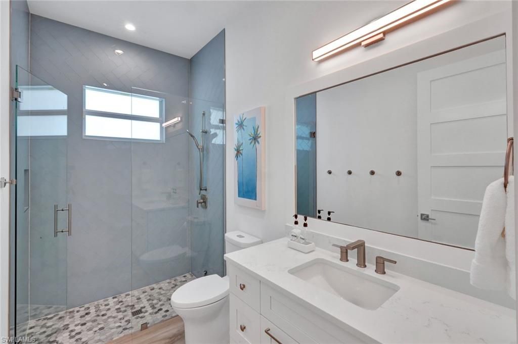 Bathroom, Glass Shower, Interior, Recessed Lighting