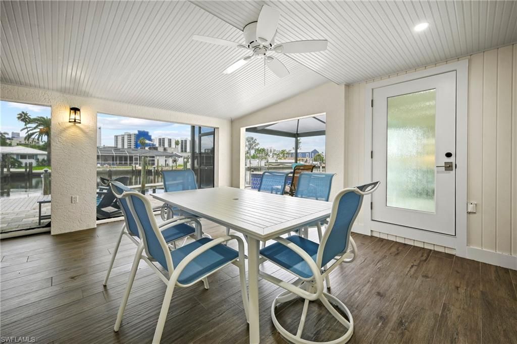 Dining room, Interior, Recessed Lighting, Water, Wood Texture Flooring