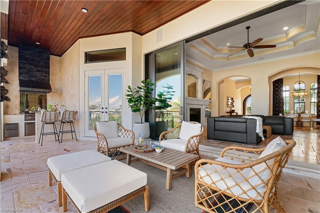 Fireplace, Interior, Living room, Pendant Lights, Recessed Lighting, Wooden Ceilings