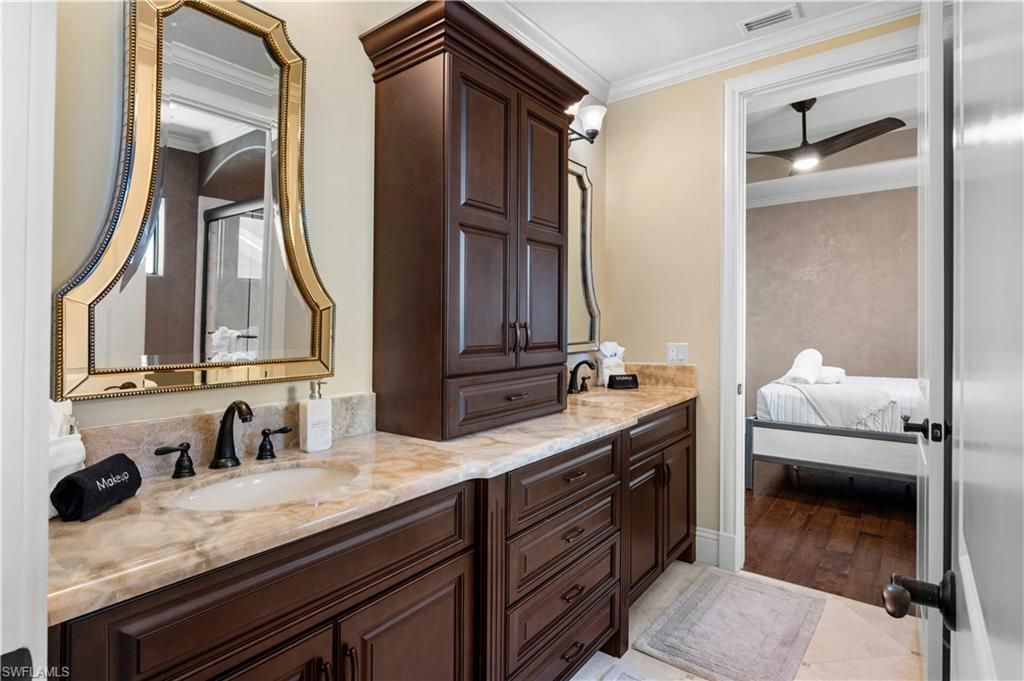 Bathroom, Bedroom, Dual Sink Vanities, Interior, Wood Texture Flooring