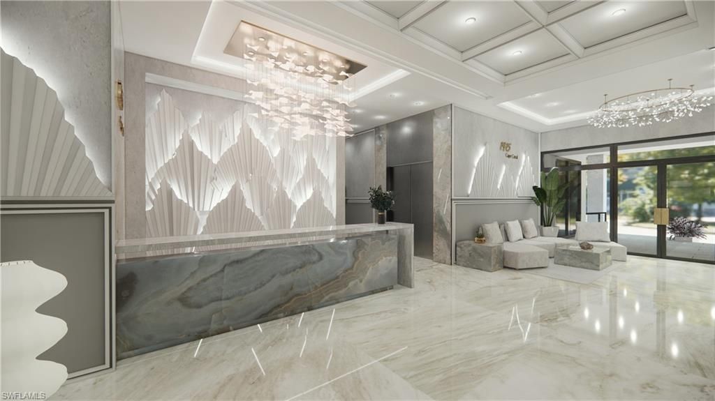 Chandelier, Interior, Marble, Recessed Lighting