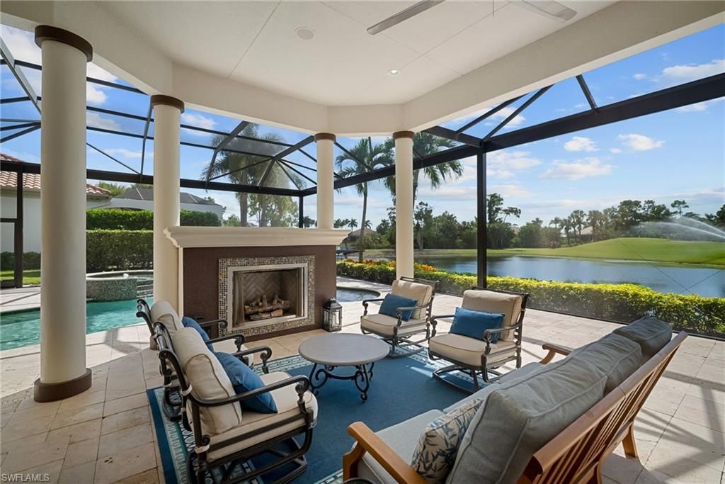 Fireplace, Glass Ceilings, Interior, Living room, Pool, Sun Room, Water