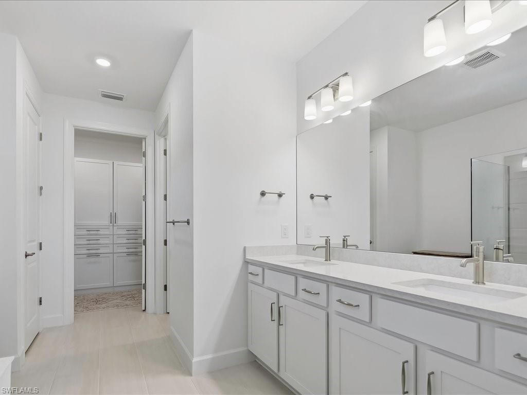 Bathroom, Dual Sink Vanities, Glass Shower, Interior, Recessed Lighting