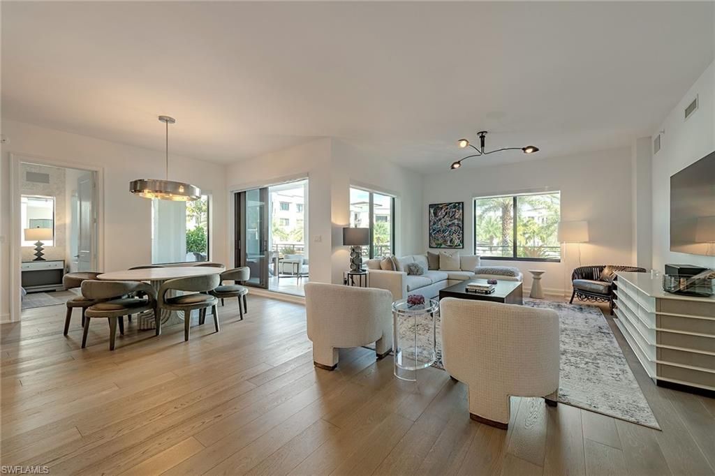 Dining room, Interior, Living room, Pendant Lights, Wood Texture Flooring