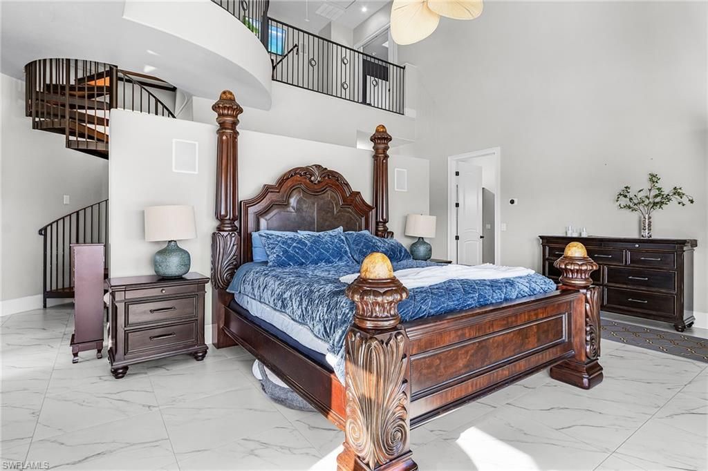 Bedroom, Interior, Marble, Recessed Lighting