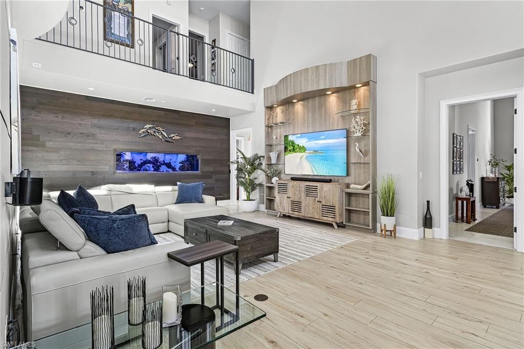 Interior, Living room, Recessed Lighting, Wood Texture Flooring, Wooden Walls
