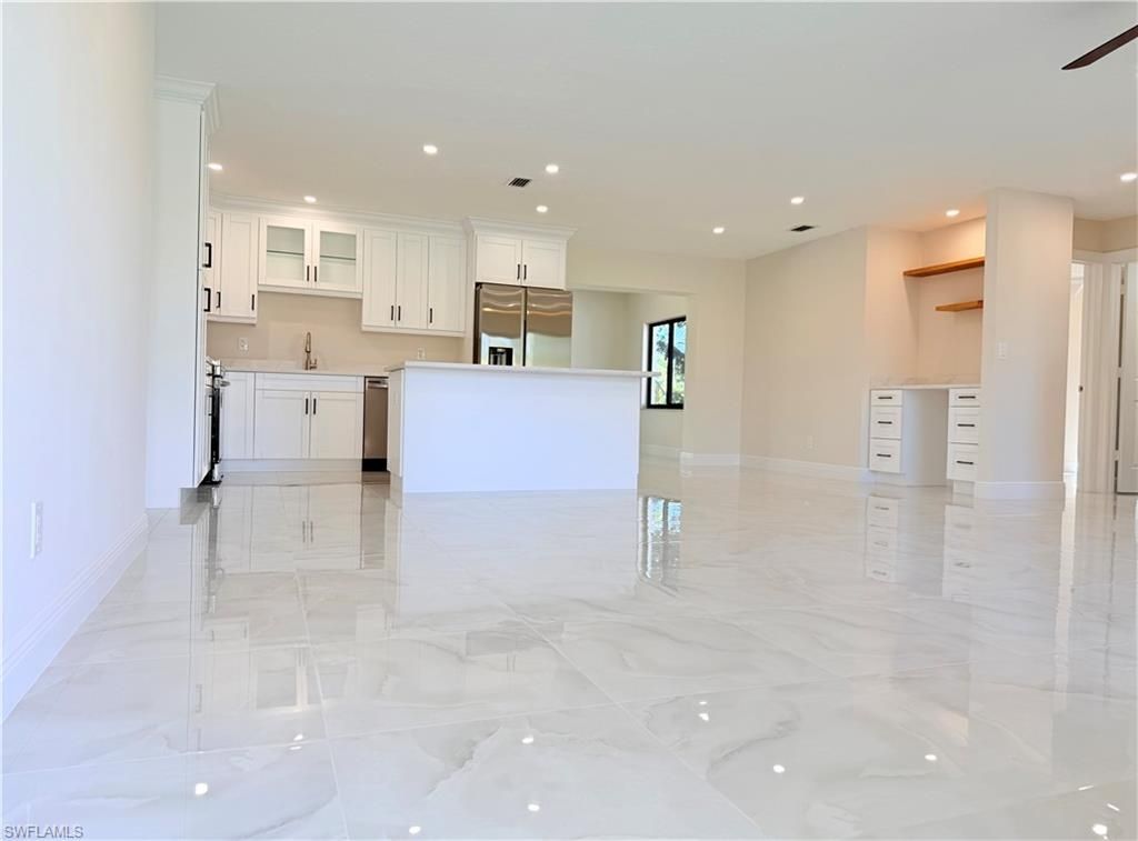 Interior, Kitchen, Marble, Recessed Lighting, Stainless Steel Appliances