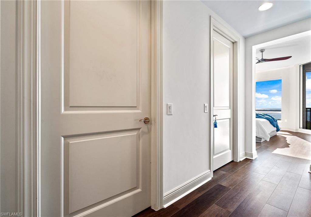 Bedroom, Interior, Recessed Lighting, Water, Wood Texture Flooring