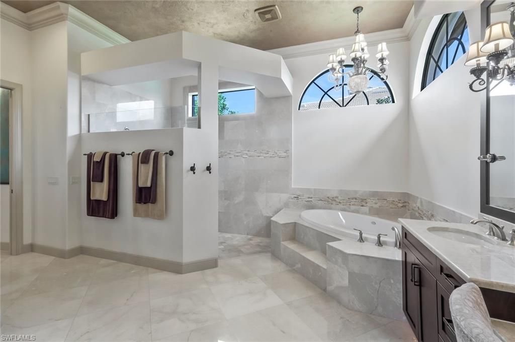 Bathroom, Chandelier, Interior, Marble