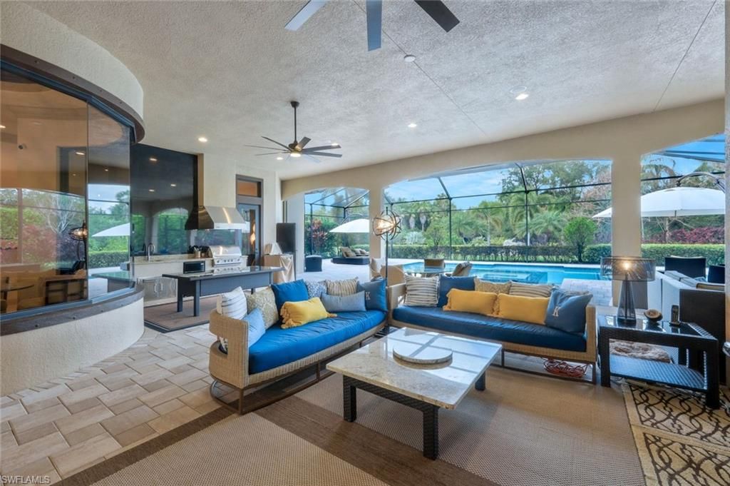 Dining room, Interior, Living room, Pool, Recessed Lighting, Sun Room