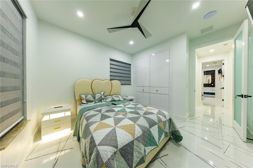 Bedroom, Interior, Marble, Recessed Lighting