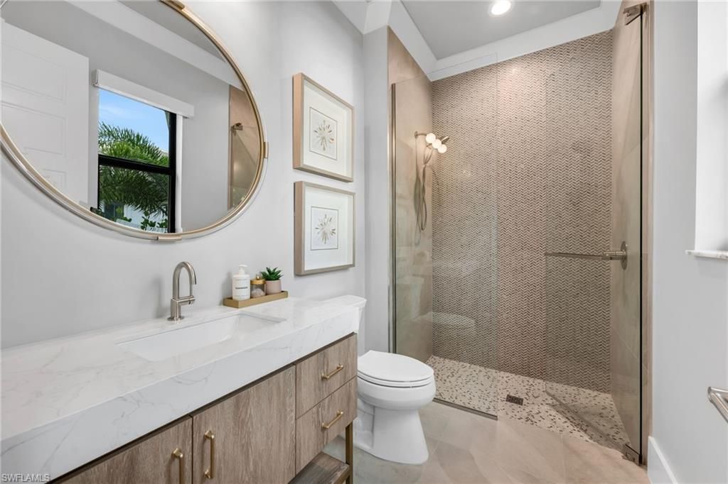 Bathroom, Glass Shower, Interior, Recessed Lighting