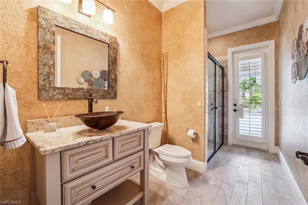 Bathroom, Glass Shower, Interior, Wood Texture Flooring