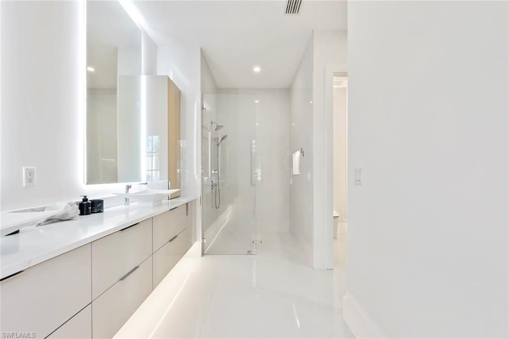 Bathroom, Dual Sink Vanities, Glass Shower, Interior, Recessed Lighting