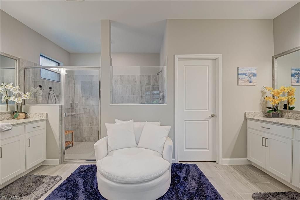 Bathroom, Glass Shower, Interior, Wood Texture Flooring