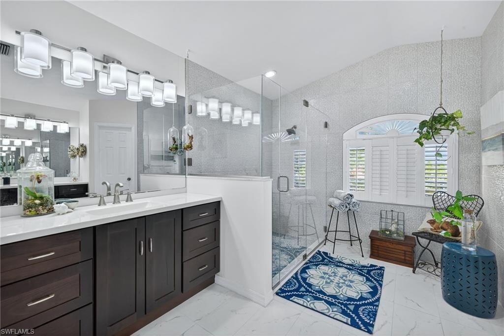 Bathroom, Glass Shower, Interior, Marble, Recessed Lighting