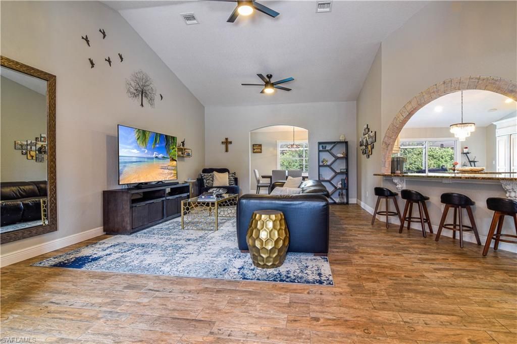 Interior, Living room, Pendant Lights, Wood Texture Flooring