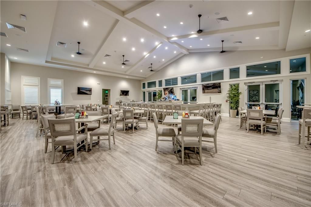 Dining room, Interior, Recessed Lighting, Wood Texture Flooring