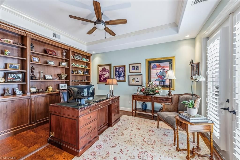 Home Office, Interior, Recessed Lighting, Wood Texture Flooring