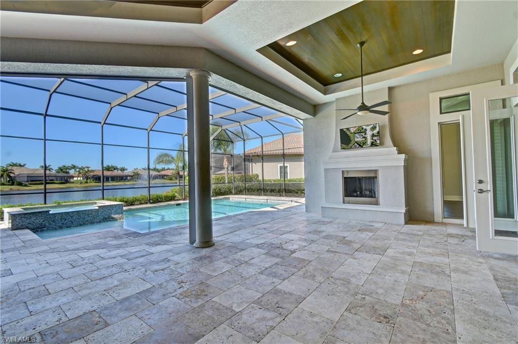 Fireplace, Glass Ceilings, Interior, Pool, Recessed Lighting, Sun Room, Water