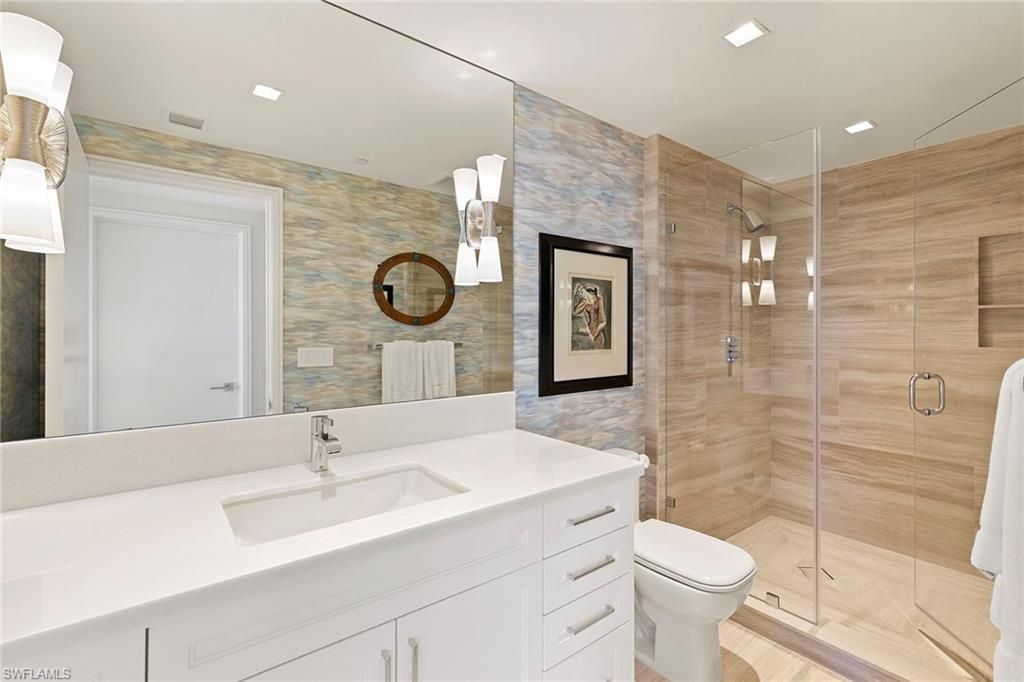 Bathroom, Glass Shower, Interior, Recessed Lighting