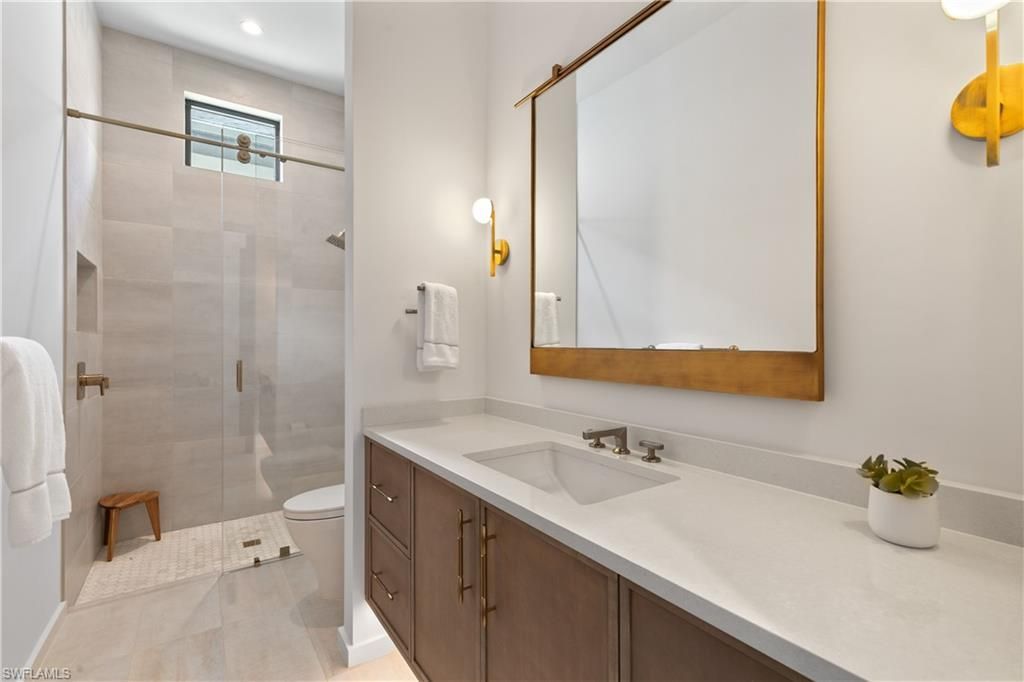 Bathroom, Glass Shower, Interior, Recessed Lighting