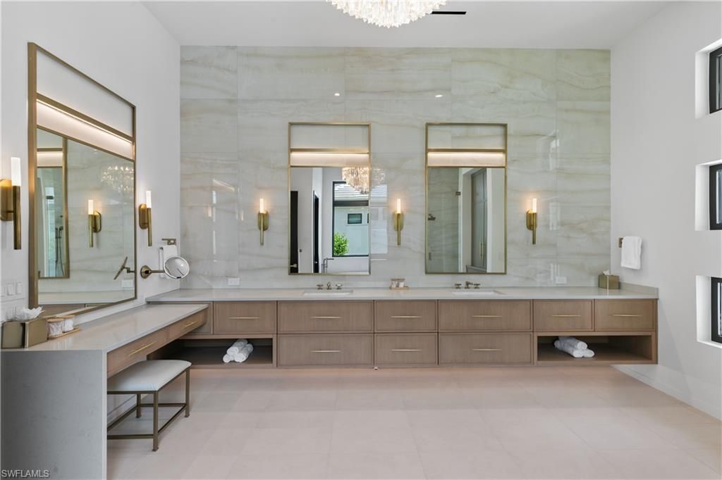 Bathroom, Dual Sink Vanities, Interior, Marble Walls