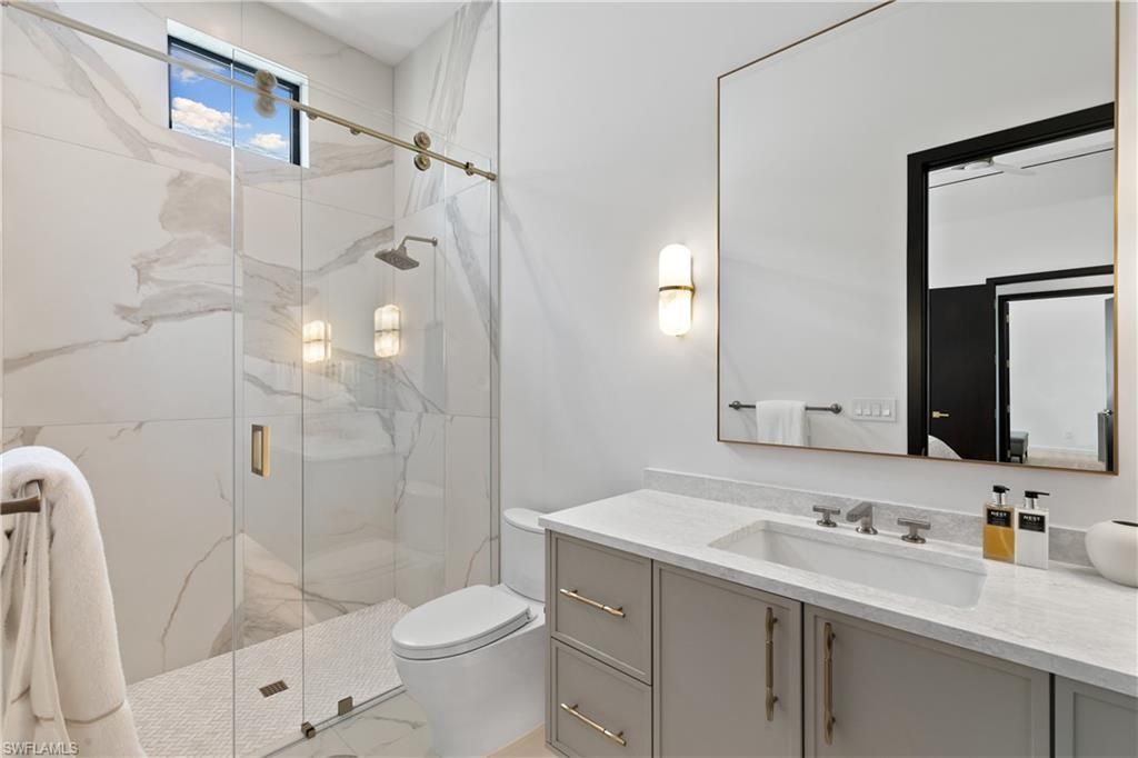 Bathroom, Glass Shower, Interior, Marble Walls