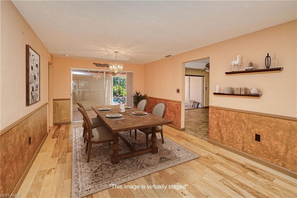 Chandelier, Dining room, Interior, Wood Texture Flooring