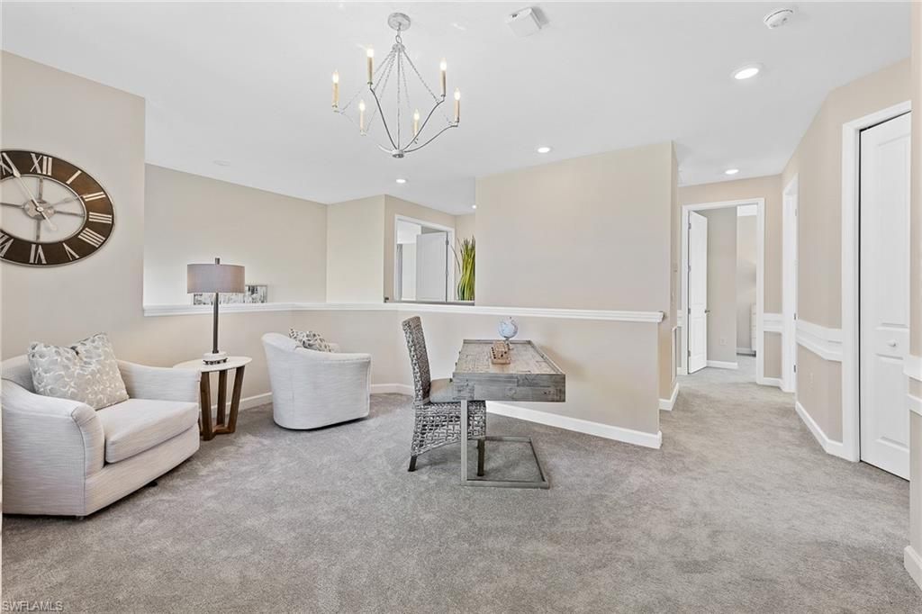 Chandelier, Home Office, Interior, Recessed Lighting