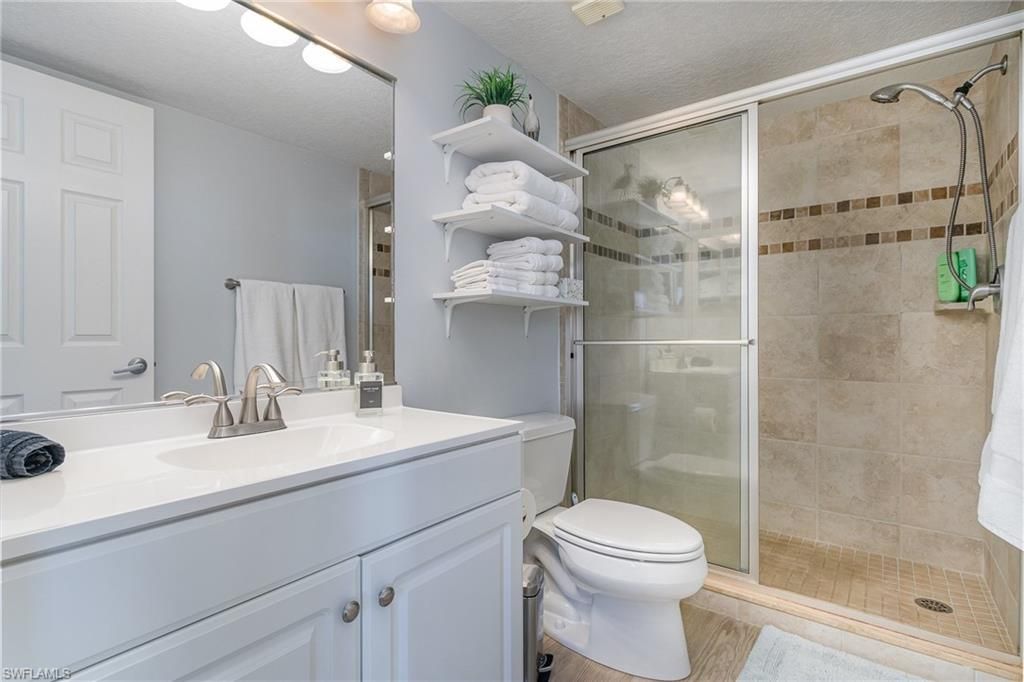 Bathroom, Glass Shower, Interior, Wood Texture Flooring