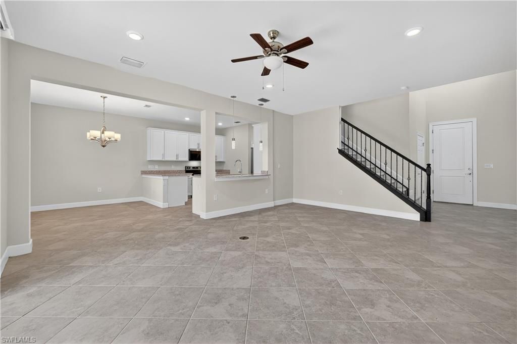 Chandelier, Empty room, Interior, Kitchen, Recessed Lighting