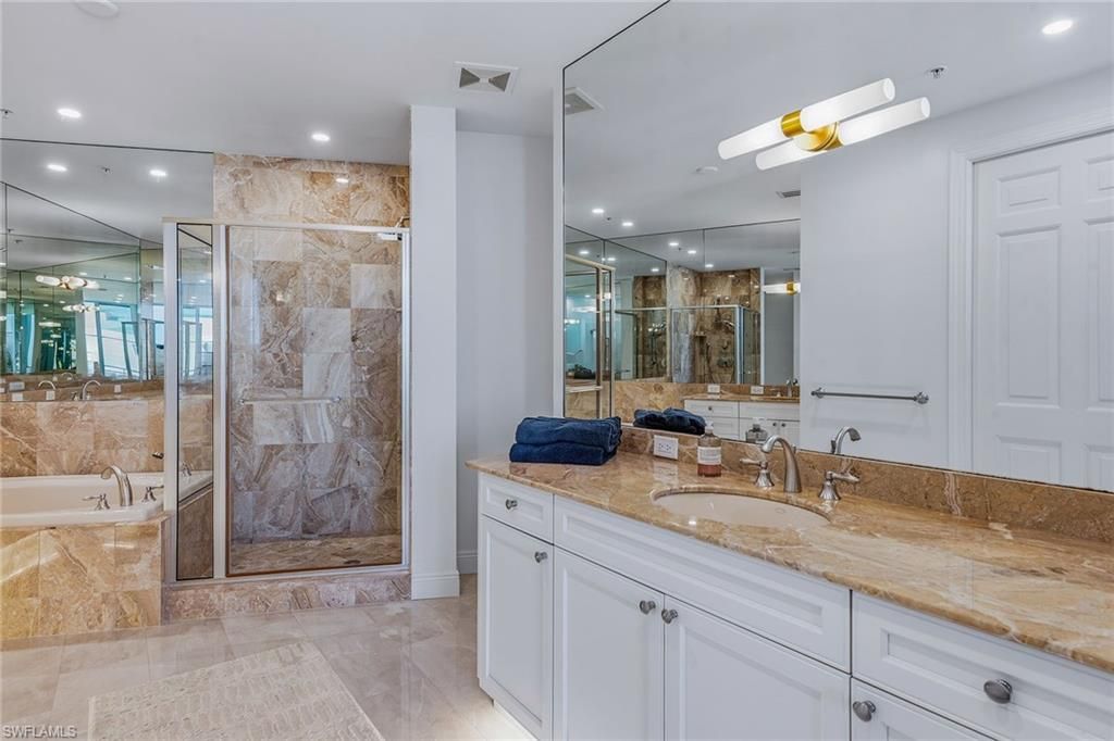 Bathroom, Dual Sink Vanities, Glass Shower, Interior, Recessed Lighting