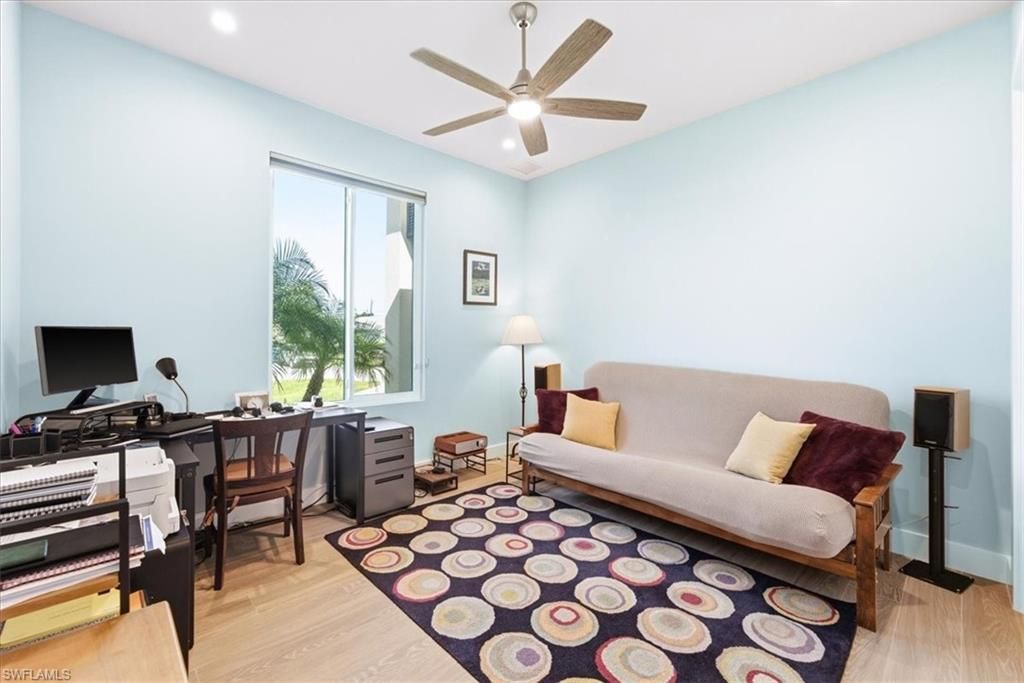 Home Office, Interior, Recessed Lighting, Wood Texture Flooring