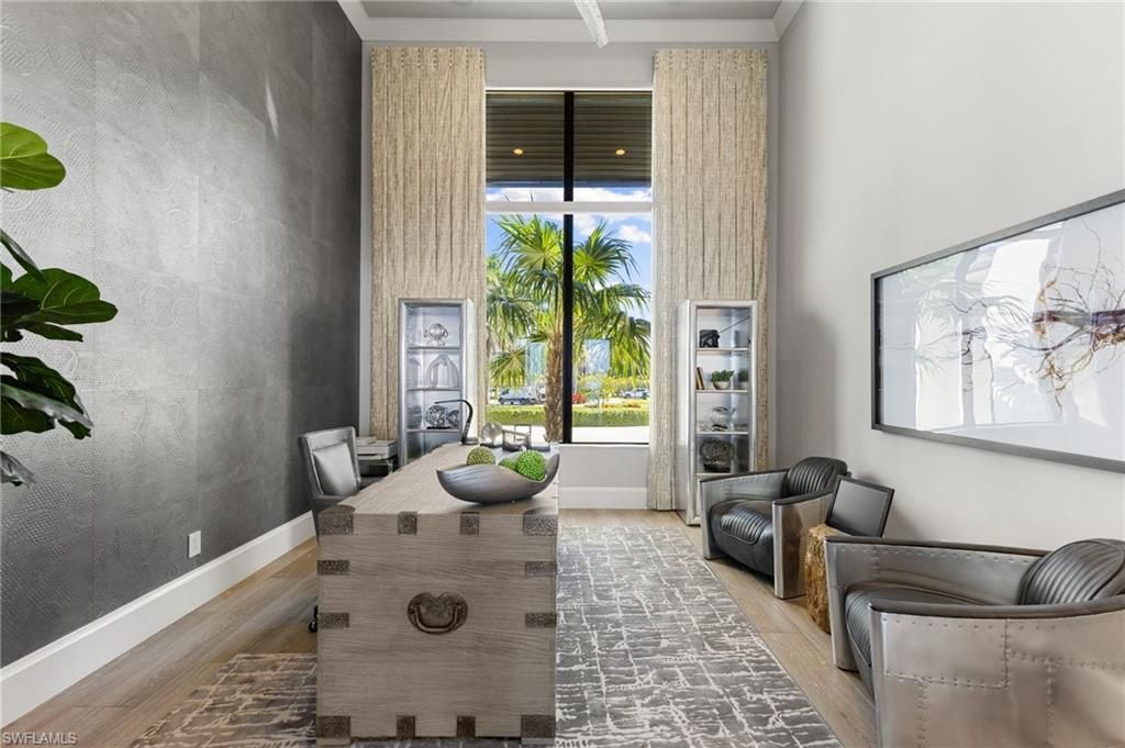 Home Office, Interior, Recessed Lighting, Wood Texture Flooring