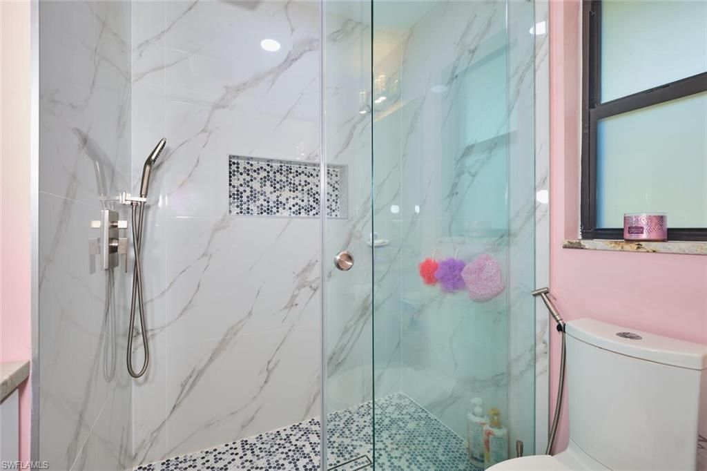 Bathroom, Glass Shower, Interior, Marble Walls