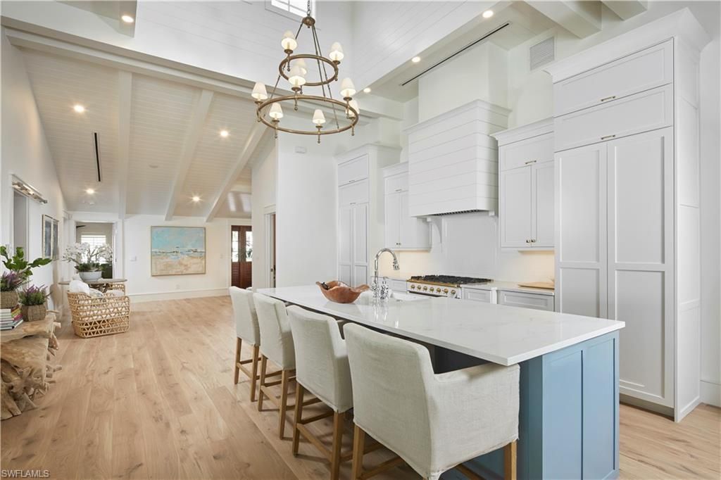 Chandelier, Interior, Kitchen, Recessed Lighting, Wood Texture Flooring